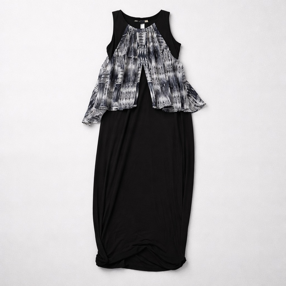 Emma & Michele Black and White Asymmetrical Dress